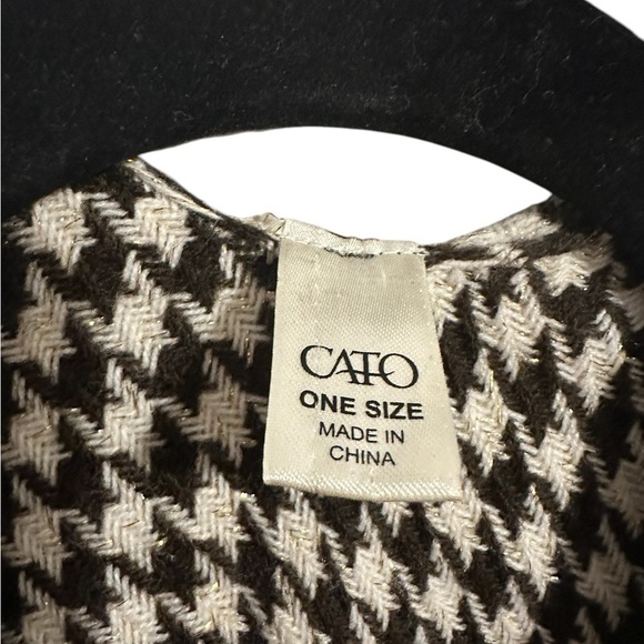 Cato Houndstooth Fringe/Tassel Detail Brown And White Poncho/Shawl - Women - Picture 3 of 6